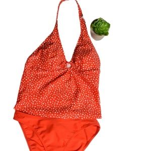 Speedo 2 Piece Tankini red pok-a-dot set, size 8